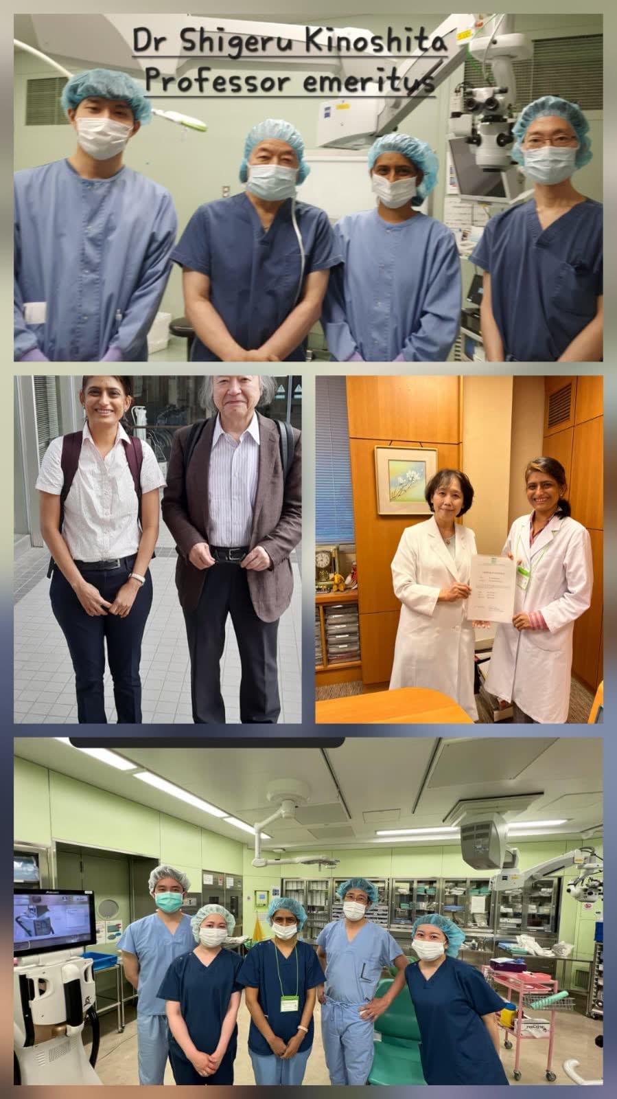 Cornea observership at Kyoto Prefectural University of Medicine with Dr Shigeru Kinoshita (Professor Emeritus) and surgical team